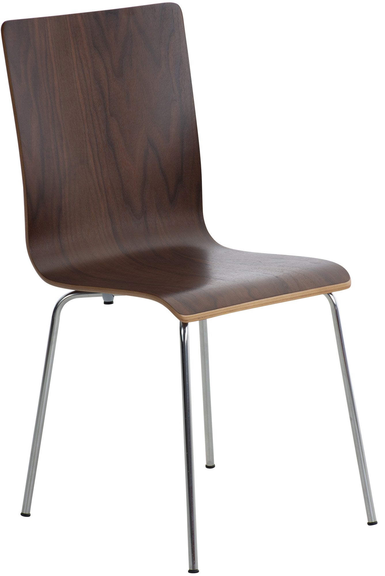 Bezoekersstoel - Gaststoel - Comfortabele Rugleuning, Hout & Chroomlook Frame Kleur walnoot