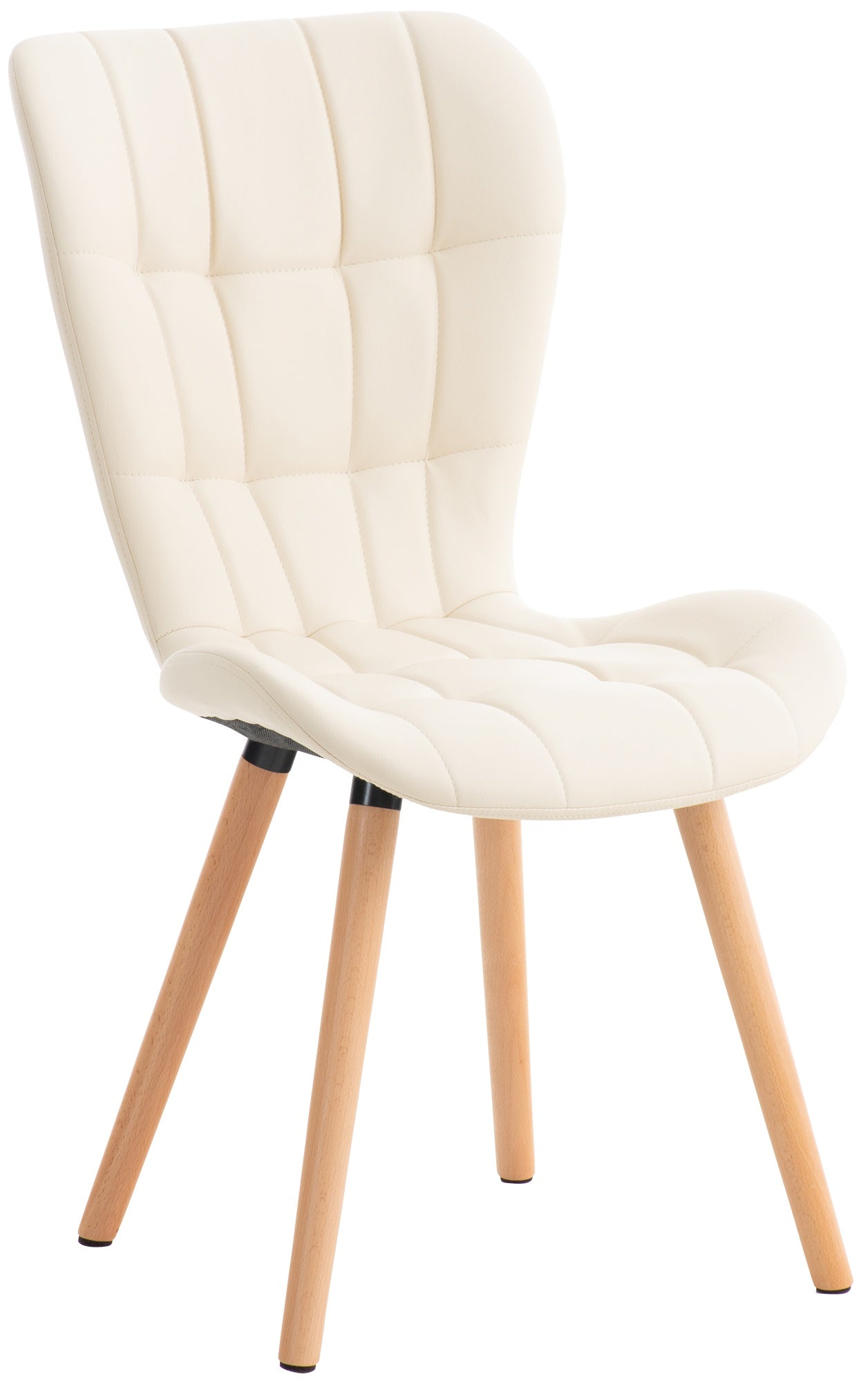 Eetkamerstoel - Keukenstoel - Comfortabele zitting, Kunstleer en Hout Kleur crème