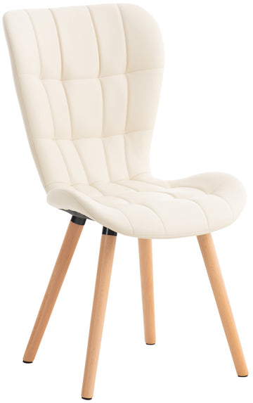 Eetkamerstoel - Keukenstoel - Comfortabele zitting, Kunstleer en Hout Kleur crème