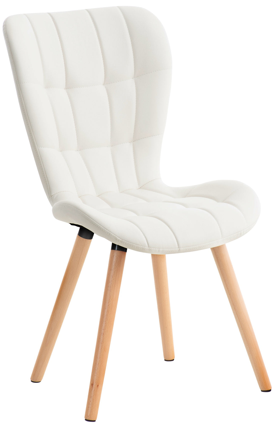 Eetkamerstoel - Keukenstoel - Comfortabele zitting, Kunstleer en Hout Kleur crème