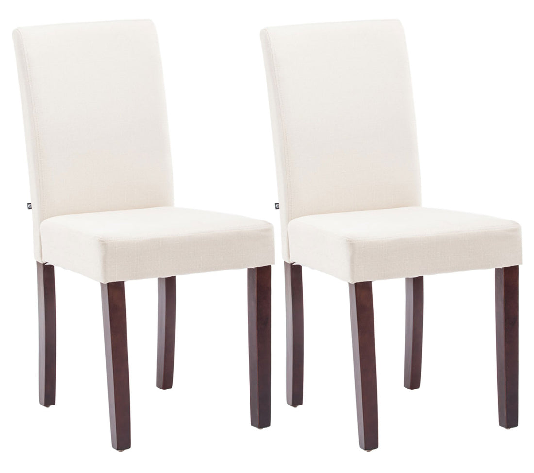 2-delige set Eetkamerstoelen - Keukenstoelen - Comfortabele Vulling Kleur crème Onderstel Kleur cappuccino