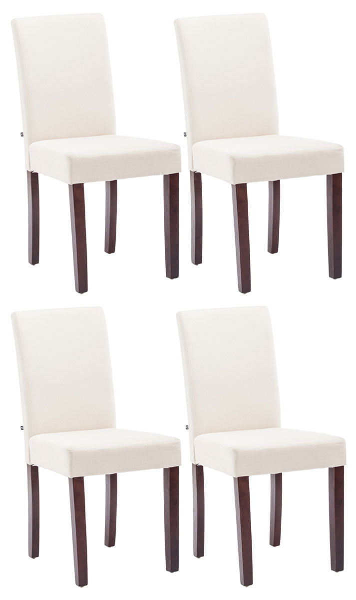 4-delige Set Eetkamerstoelen - Comfortabele Stoelen - Onderhoudsvriendelijke Stof Kleur crème Onderstel Kleur cappuccino
