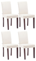 4-delige Set Eetkamerstoelen - Comfortabele Stoelen - Onderhoudsvriendelijke Stof Kleur crème Onderstel Kleur cappuccino