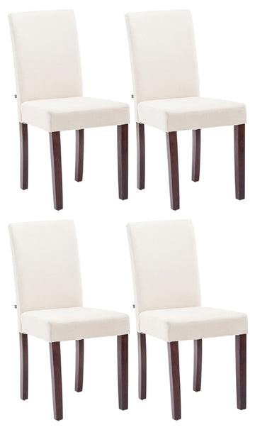 4-delige Set Eetkamerstoelen - Comfortabele Stoelen - Onderhoudsvriendelijke Stof Kleur crème Onderstel Kleur cappuccino