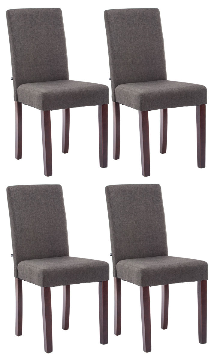 4-delige Set Eetkamerstoelen - Comfortabele Stoelen - Onderhoudsvriendelijke Stof Kleur crème Onderstel Kleur cappuccino