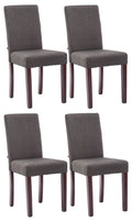 4-delige Set Eetkamerstoelen - Comfortabele Stoelen - Onderhoudsvriendelijke Stof Kleur donkergrijs Onderstel Kleur cappuccino