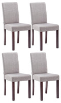 4-delige Set Eetkamerstoelen - Comfortabele Stoelen - Onderhoudsvriendelijke Stof Kleur lichtgrijs Onderstel Kleur cappuccino