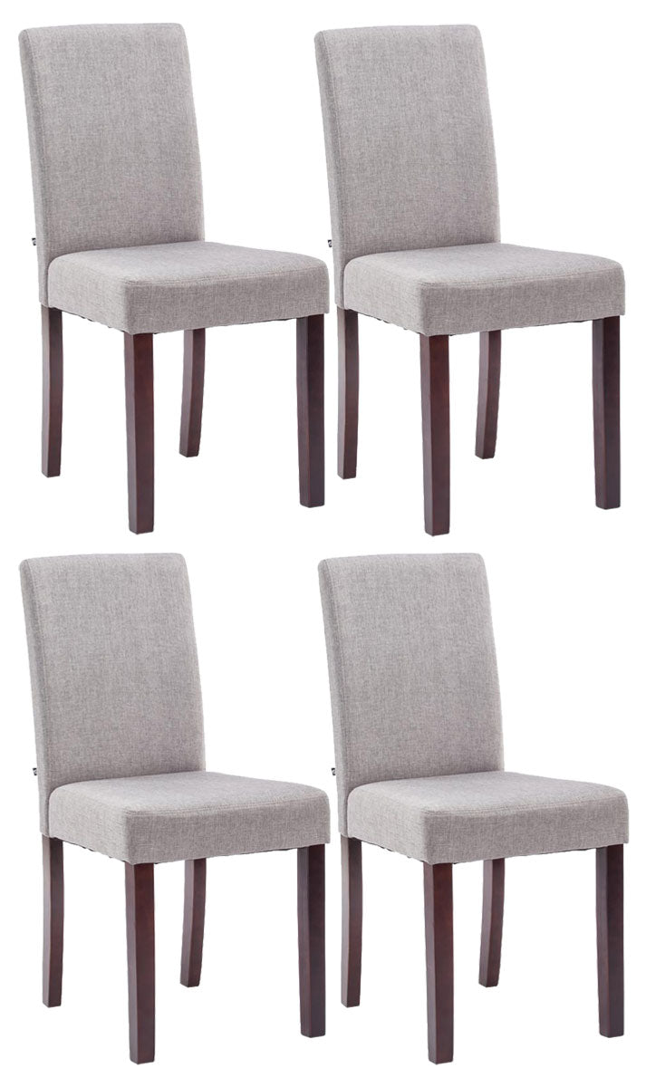 4-delige Set Eetkamerstoelen - Comfortabele Stoelen - Onderhoudsvriendelijke Stof Kleur lichtgrijs Onderstel Kleur cappuccino
