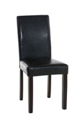 Eetkamerstoel Kunstleer - Dining Chair - Comfortabele Hoge Rugleuning, Onderhoudsvriendelijk Design Kleur zwart Onderstel Kleur donkerbruin