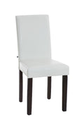 Eetkamerstoel Kunstleer - Dining Chair - Comfortabele Hoge Rugleuning, Onderhoudsvriendelijk Design Kleur wit Onderstel Kleur donkerbruin