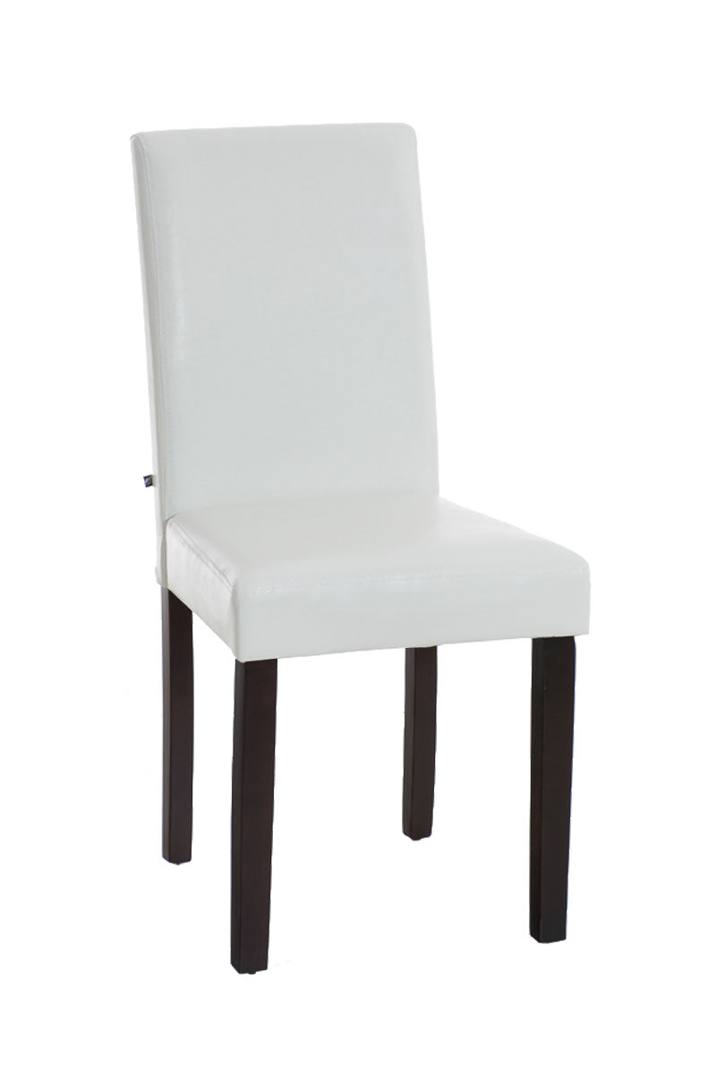 Eetkamerstoel Kunstleer - Dining Chair - Comfortabele Hoge Rugleuning, Onderhoudsvriendelijk Design Kleur wit Onderstel Kleur donkerbruin