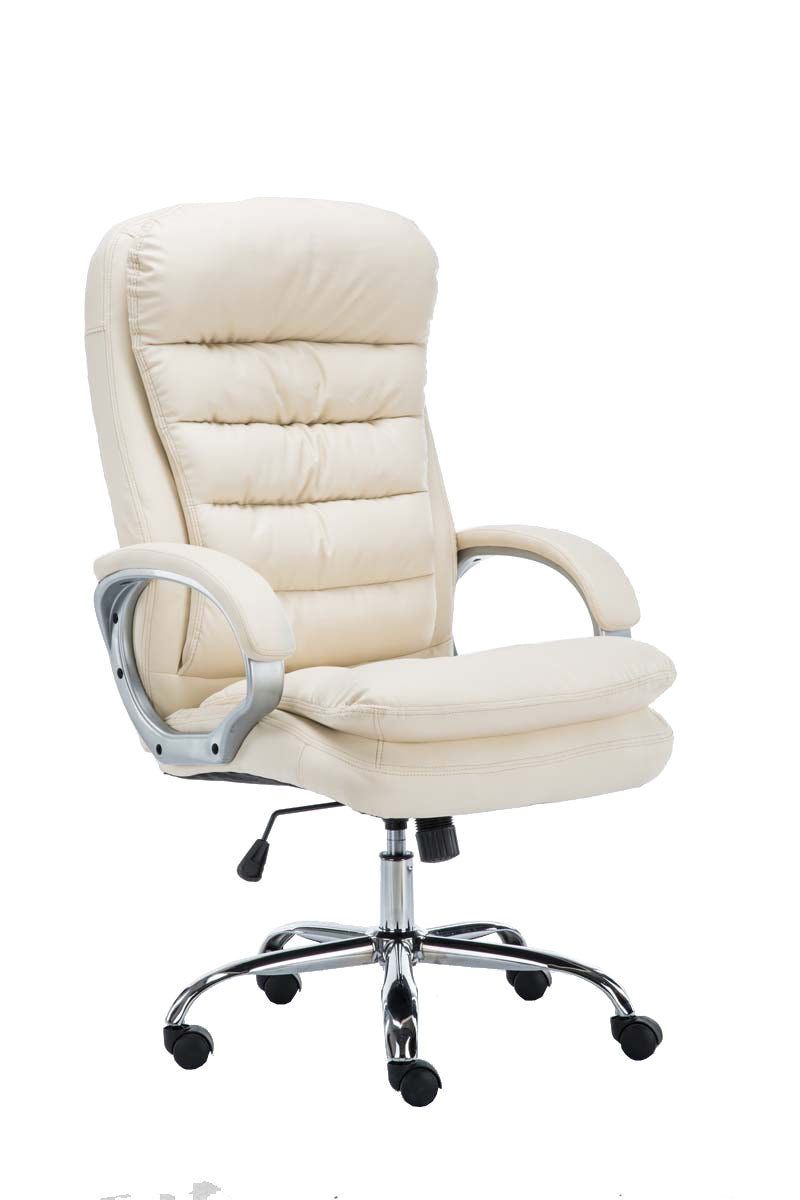 XXL Bureaustoel - Comfortabele Kantoorstoel, Ergonomisch Design & Hoogwaardige Kunstleerafwerking Kleur crème