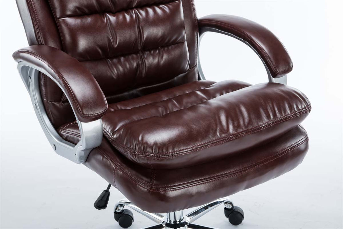 Ergonomische Bureaustoel - Directiestoel - Belastbaarheid 235 kg, Luxe Chroom Onderstel Kleur bordeauxrood