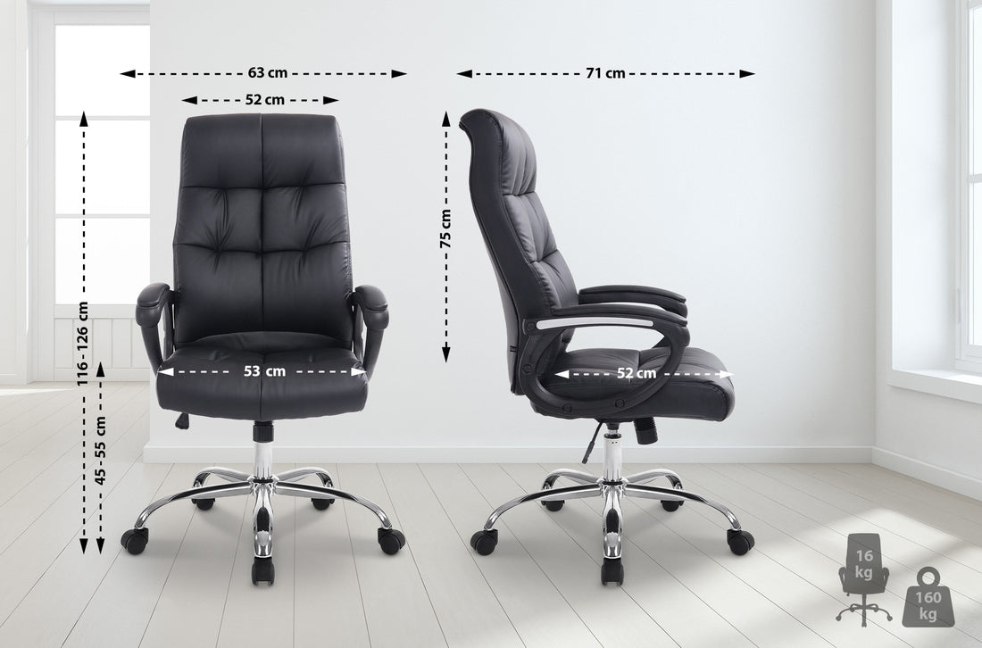 Ergonomische XXL Directiestoel - Bureaustoel - Tot 160 kg ondersteuning Kleur zwart