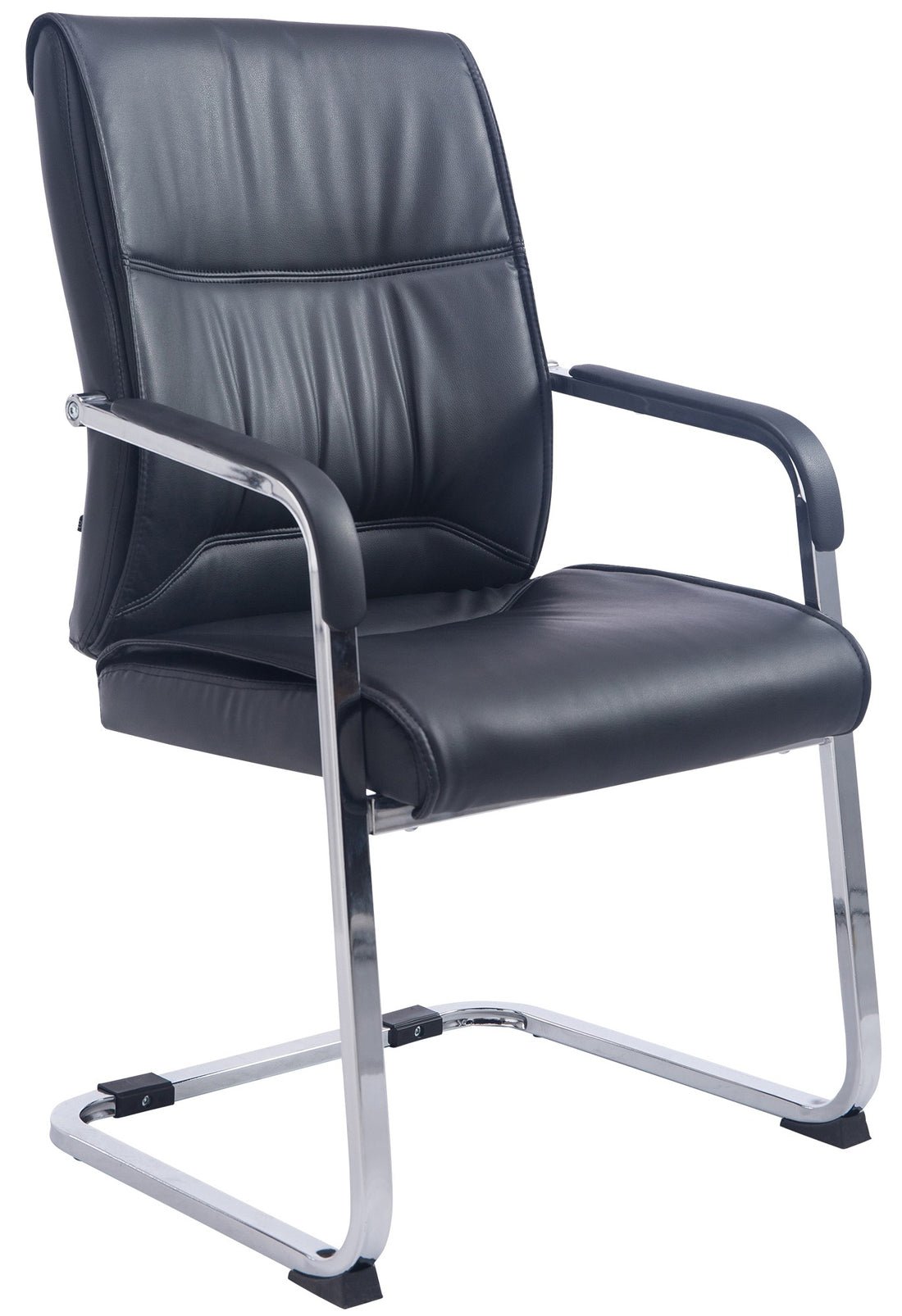Vrijdragende Bezoekersstoel - Kunstleren Zitstoel - Ergonomisch Comfort Kleur zwart