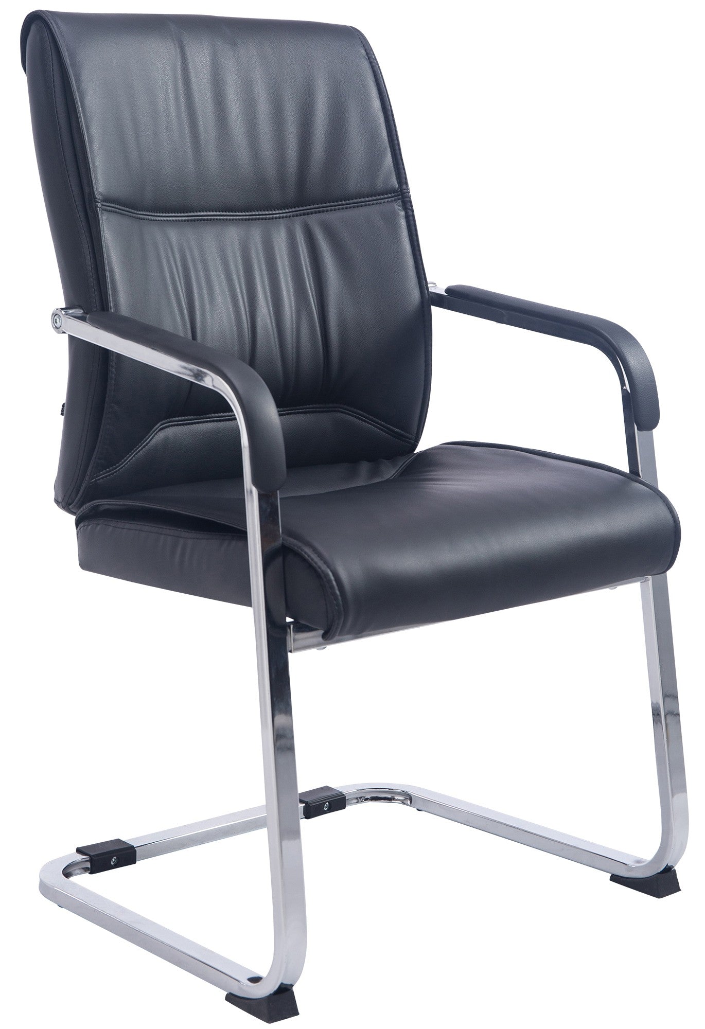 Vrijdragende Bezoekersstoel - Kunstleren Zitstoel - Ergonomisch Comfort Kleur zwart
