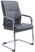 Vrijdragende Bezoekersstoel - Kunstleren Zitstoel - Ergonomisch Comfort Kleur grijs