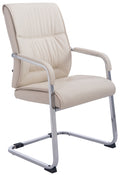 Vrijdragende Bezoekersstoel - Kunstleren Zitstoel - Ergonomisch Comfort Kleur crème