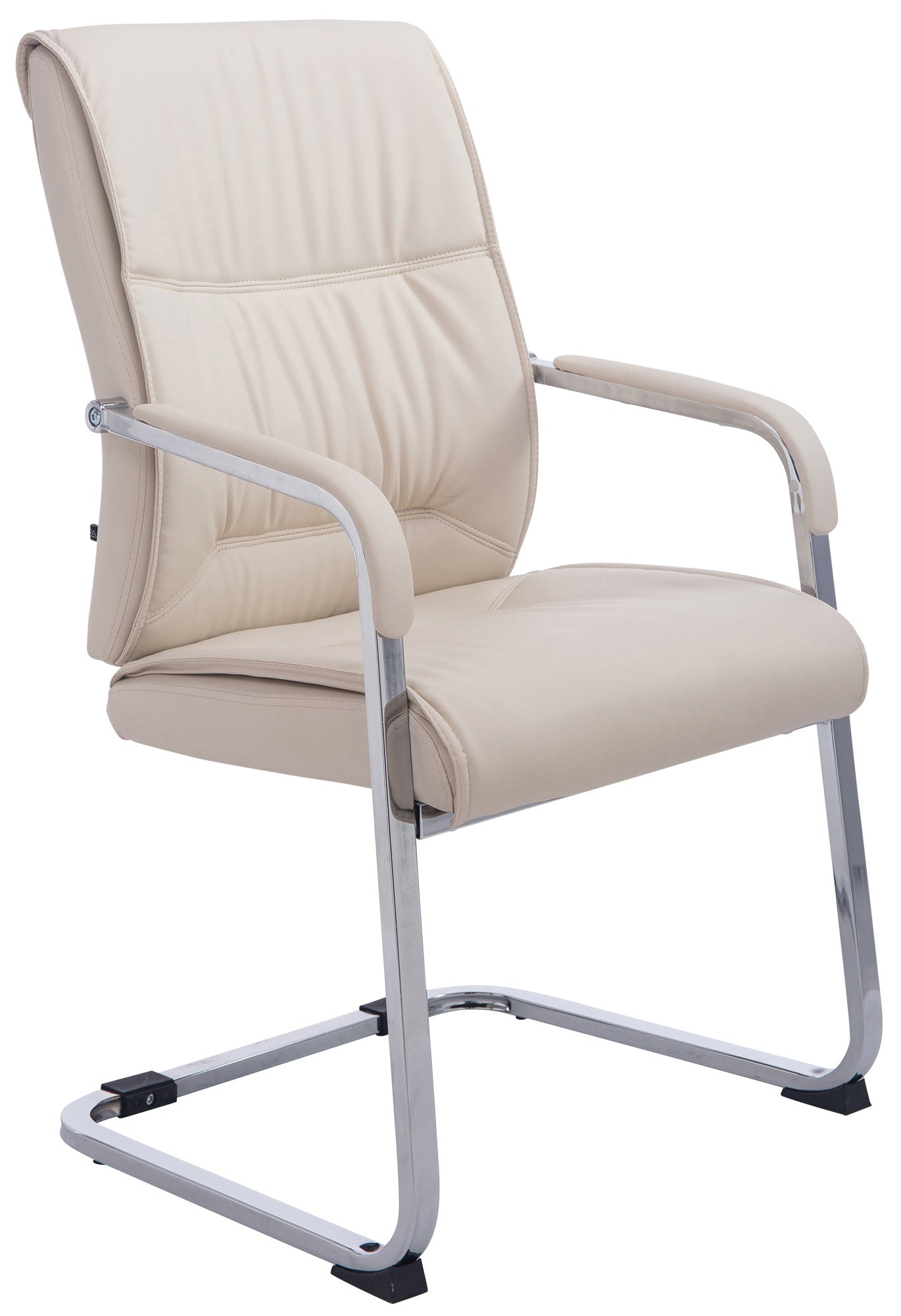 Vrijdragende Bezoekersstoel - Kunstleren Zitstoel - Ergonomisch Comfort Kleur crème