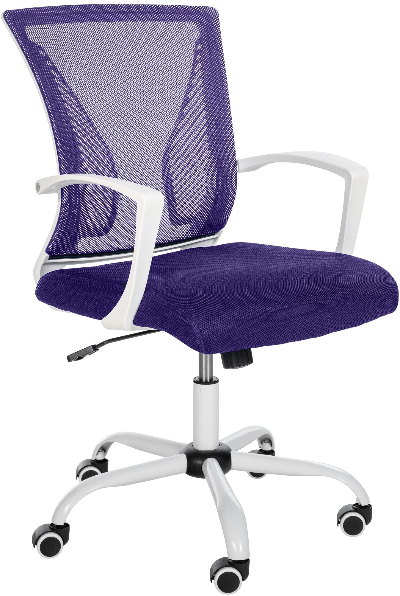Ergonomische Bureaustoel - Kantoorstoel - Traploos Verstelbaar Comfort Onderstel Kleur wit Kleur lila