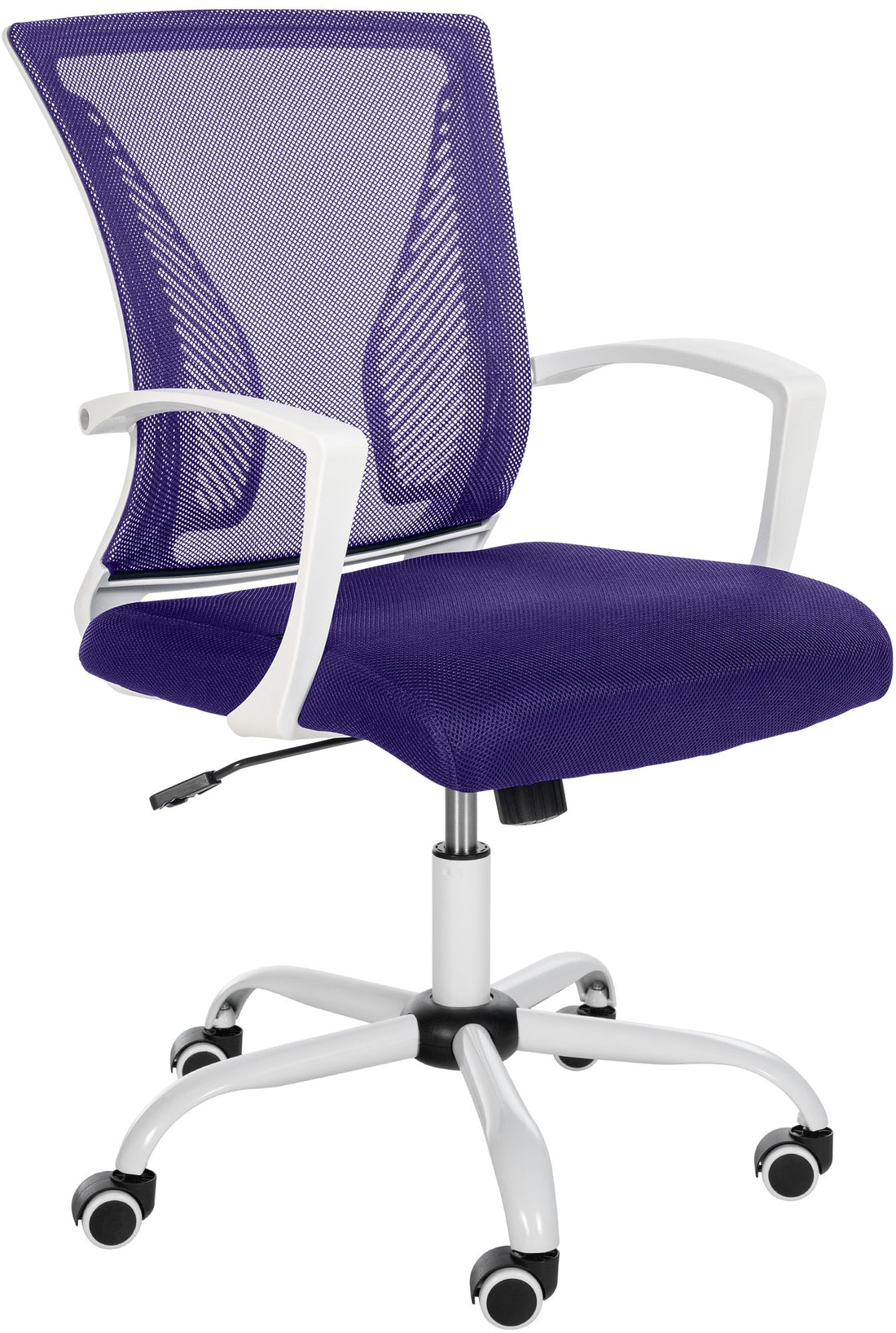 Ergonomische Bureaustoel - Kantoorstoel - Traploos Verstelbaar Comfort Onderstel Kleur wit Kleur lila