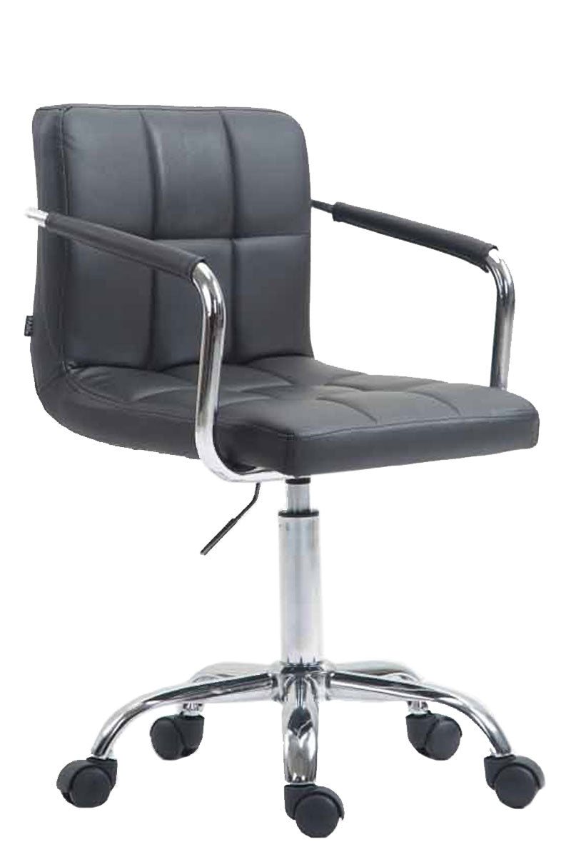 Bureaustoel Kunstleer - Kantoorstoel - Makkelijk Schoon te Maken, Verstelbare Hoogte Kleur grijs