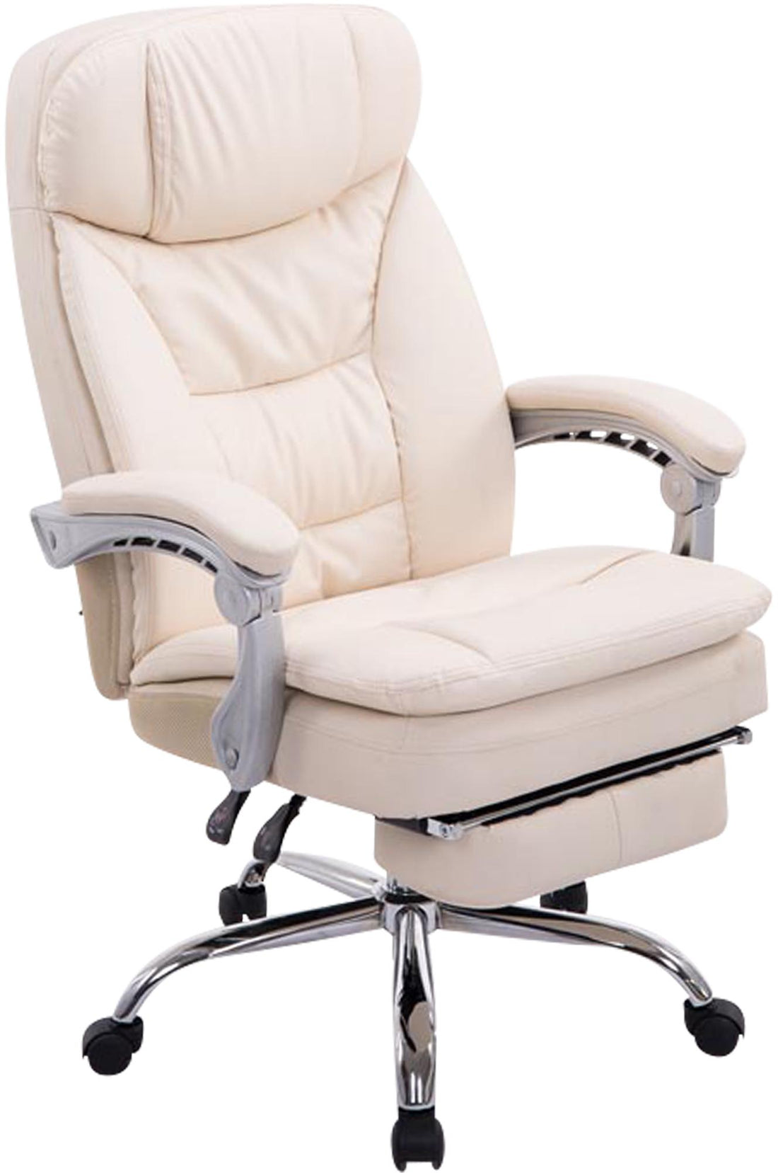 Ergonomische XL Directiestoel - Comfortabele Kantoorstoel - Met Verstelbare Voetensteun Kleur crème