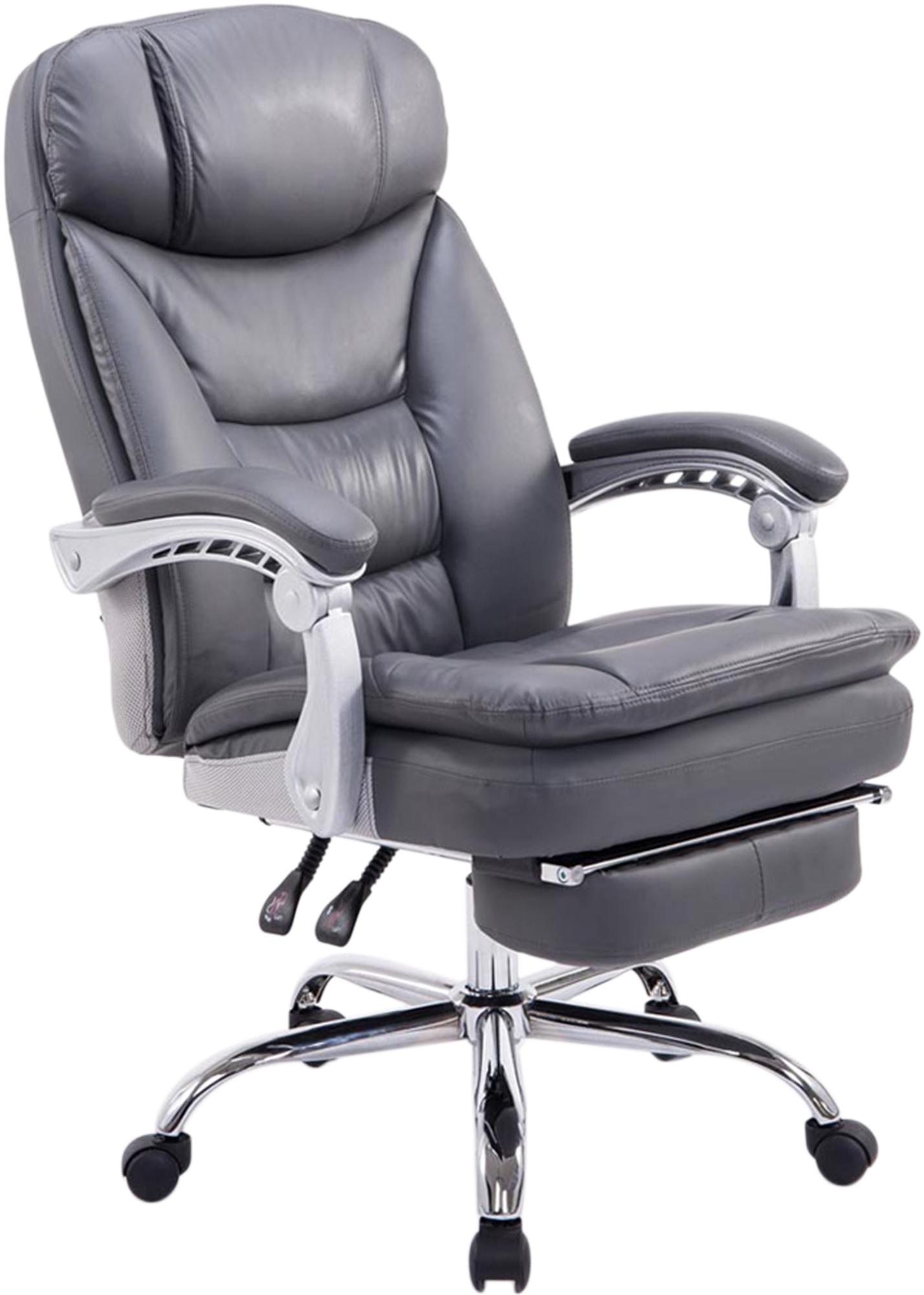 Ergonomische XL Directiestoel - Comfortabele Kantoorstoel - Met Verstelbare Voetensteun Kleur grijs