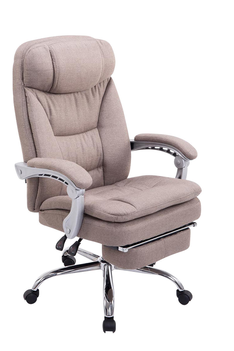 Ergonomische Bureaustoel XL - Comfortabel - Traploos Verstelbaar - Polyester Bekleding Kleur taupe