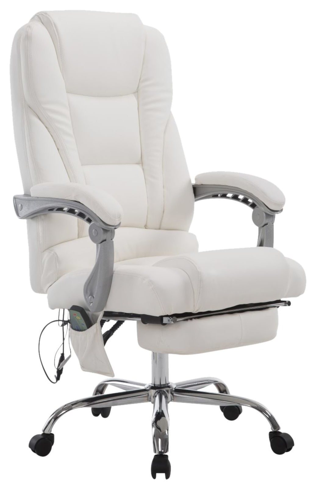 Bureaustoel met Massage - Ergonomische Stoel, Ontspanning, Hoogwaardig Kunstleder Kleur wit
