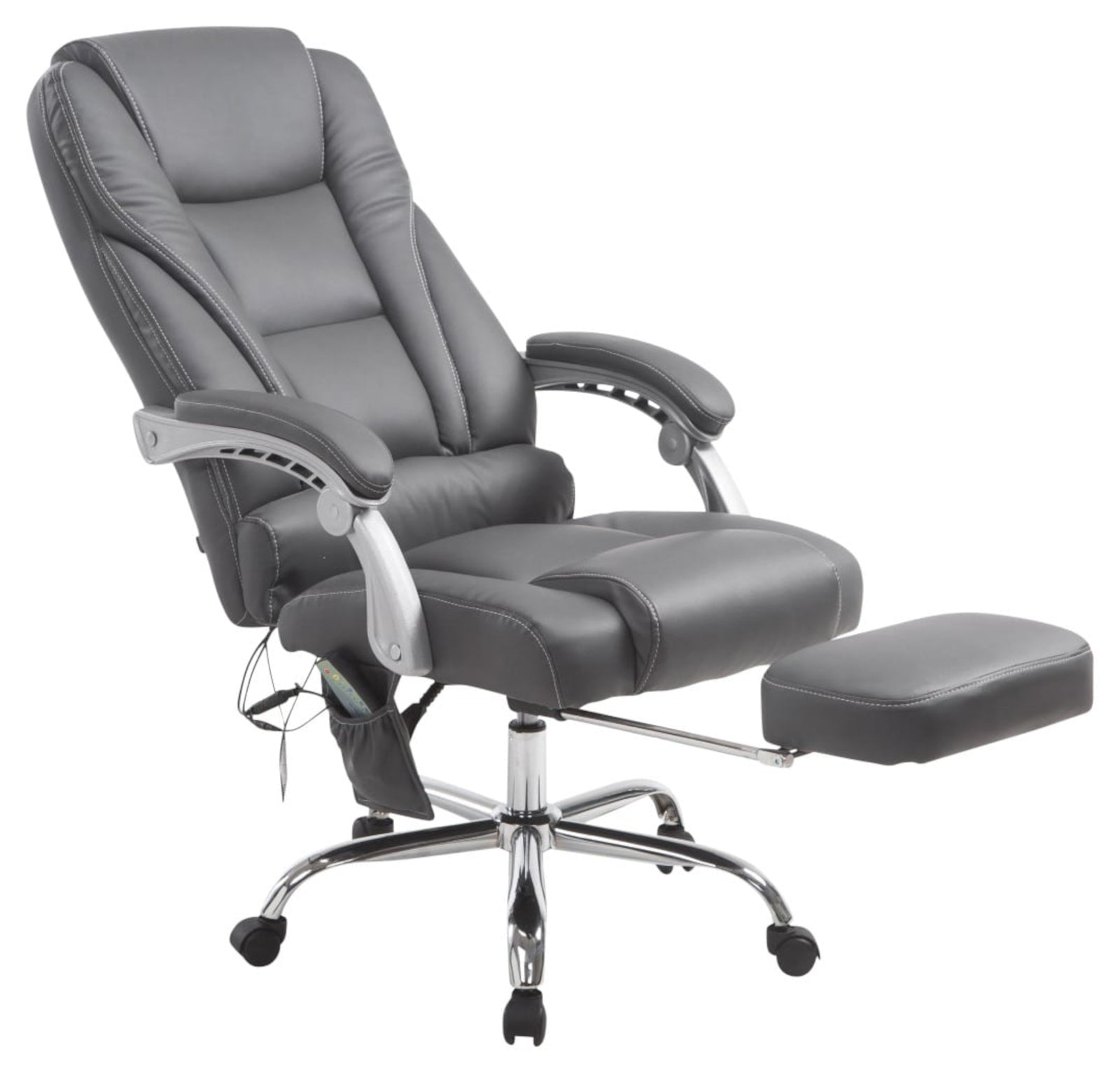Bureaustoel met Massage - Ergonomische Stoel, Ontspanning, Hoogwaardig Kunstleder Kleur grijs