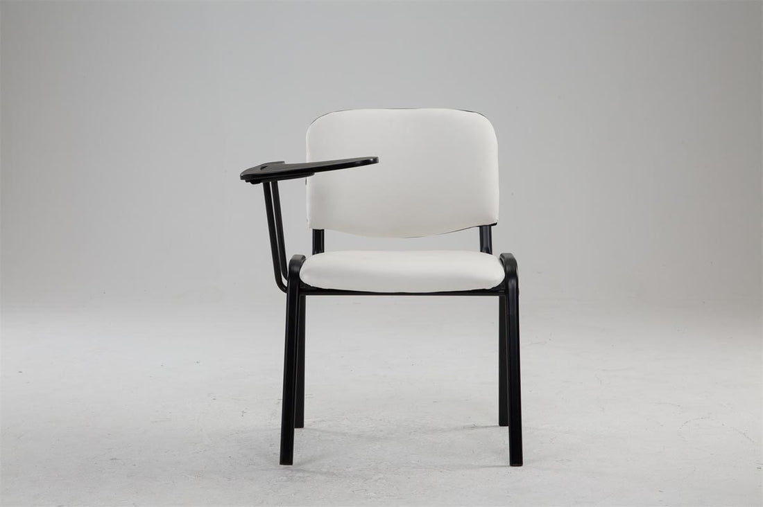 Visitor Chair met Opklapbaar Werkblad - Stijlvolle Wachtkamerstoel, Optimaal Zitcomfort Kleur wit