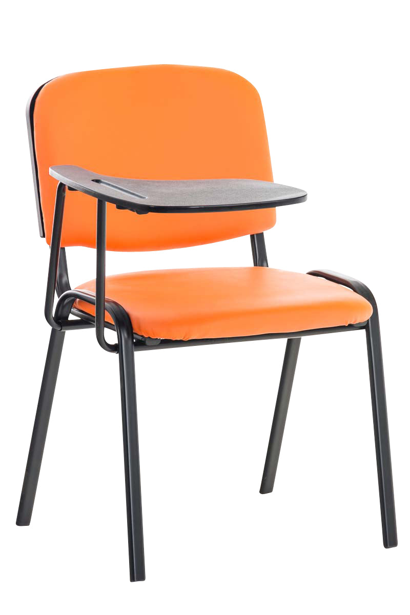 Bezoekersstoel met Opvouwbaar Tafeltje - Vergaderstoel - Comfortabele Gewatteerde Zitting Kleur oranje