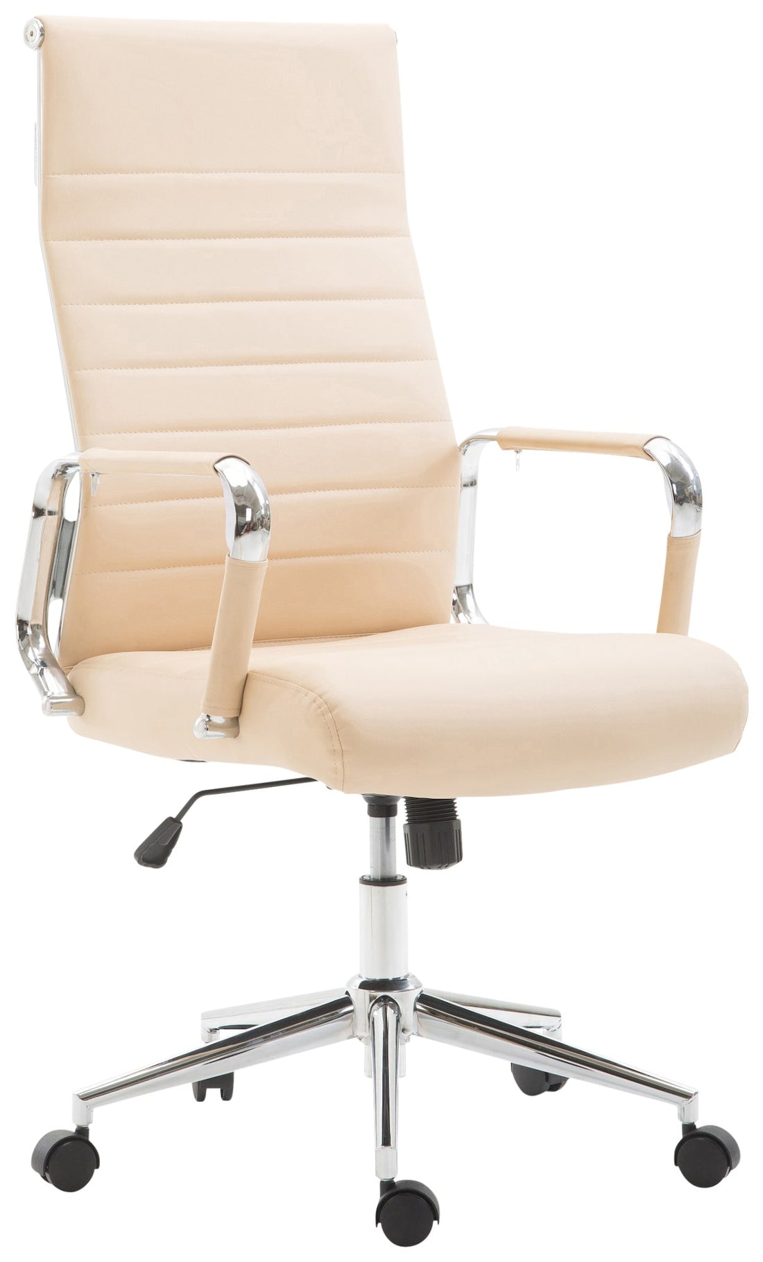 Comfortabele Bureaustoel - Ergonomische Zitpositie - Kunstleer Bekleding, Hoog ZItcomfort Kleur crème