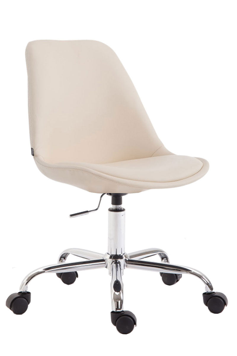 Bureaustoel van Kunstleer - Kantoorstoel - In Hoogte Verstelbaar en Ergonomisch Design Kleur crème