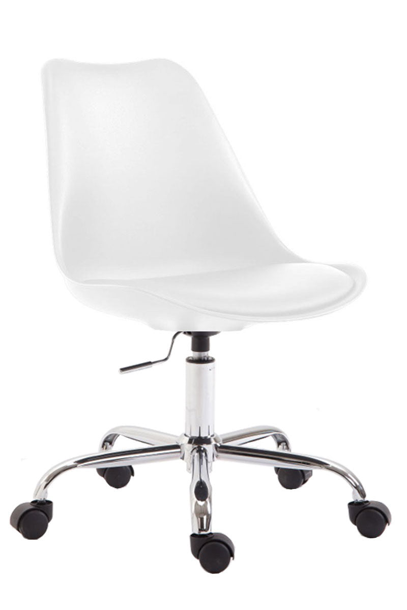 Bureaustoel Kunstleer - Ergonomische Zithoogte - Moderne Kunststof Design Kleur wit