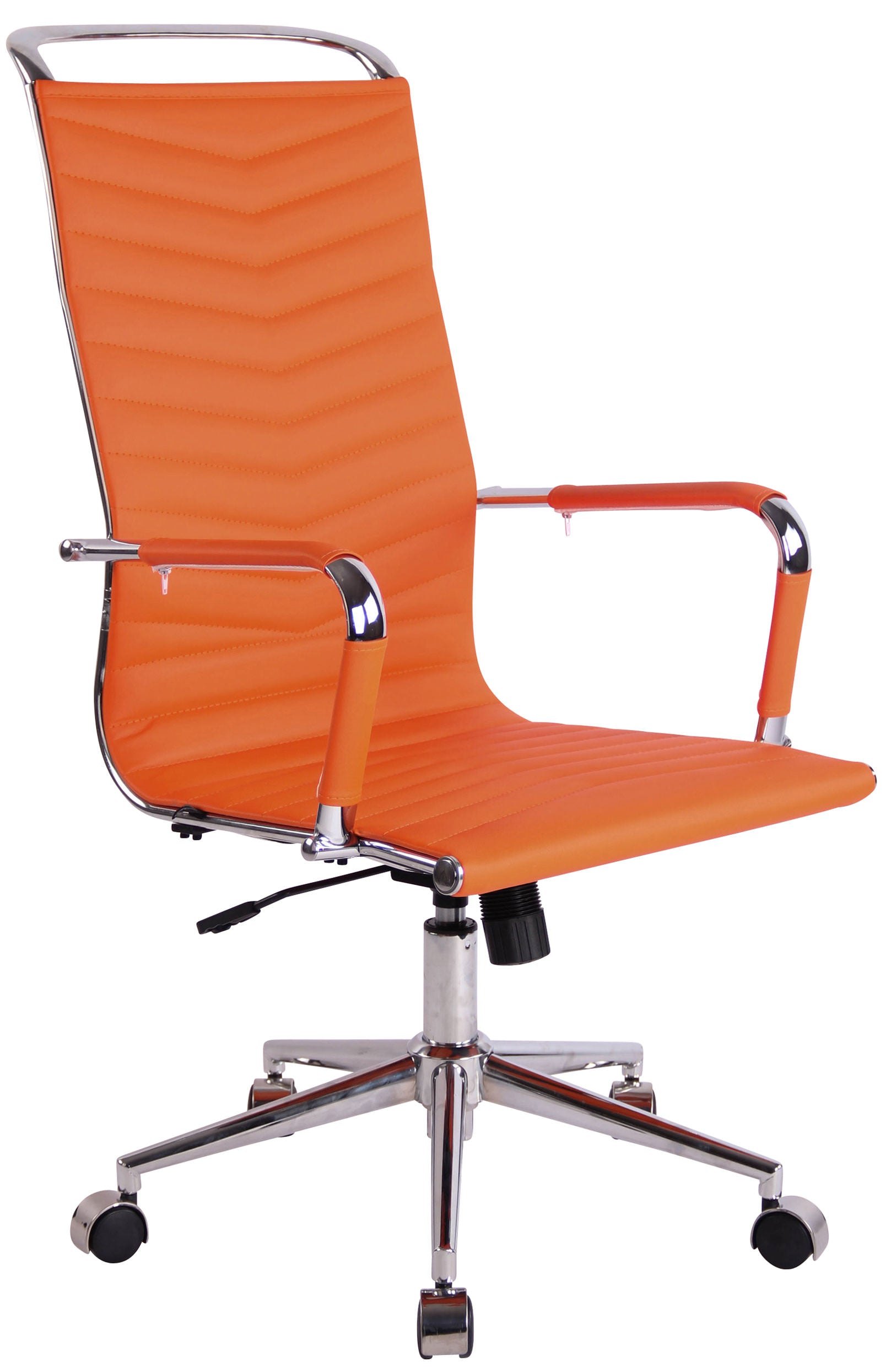 Draaibare Bureaustoel - Ergonomische Kantoorstoel - Ingebouwd Schommelmechanisme Kleur oranje Materiaal kunstleer