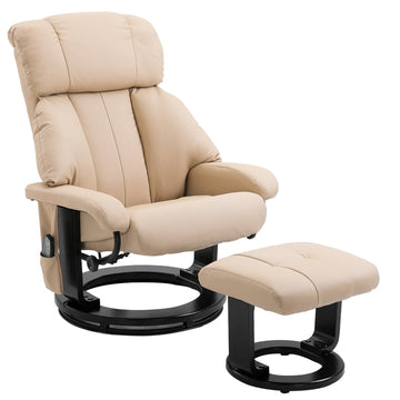 Massagefauteuil met voetenbank - 10 massagepunten | Kleur: Beige | Afmetingen: 80x76x102 cm