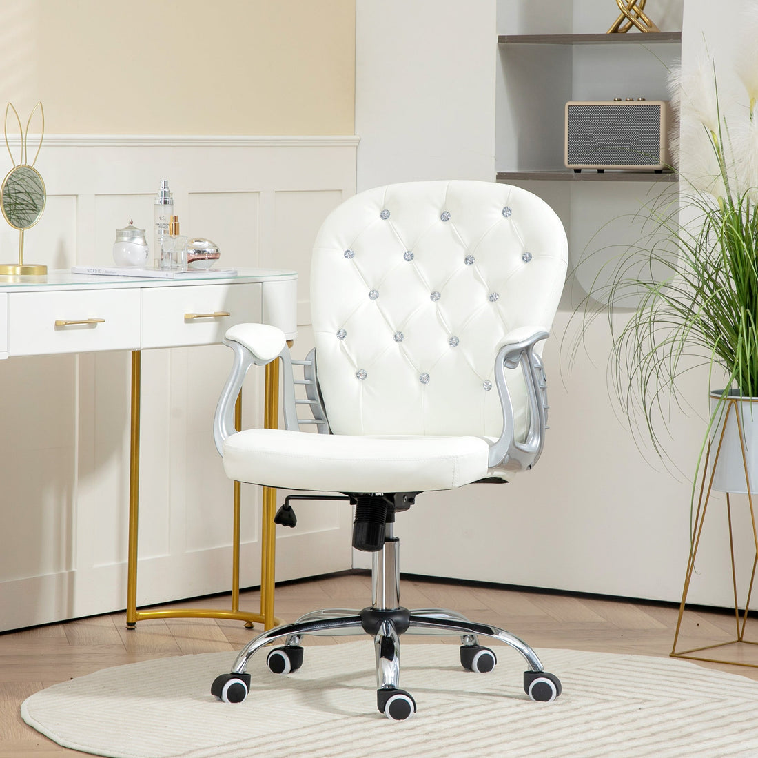 Ergonomische bureaustoel met armleuningen - Witte kunstleren stoel | Kleur: Wit