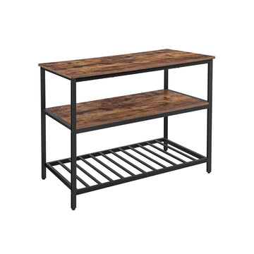 Keukeneiland met 3 planken - vintage bruin-zwart - spaanplaat - staal - 120 x 60 x 90 cm