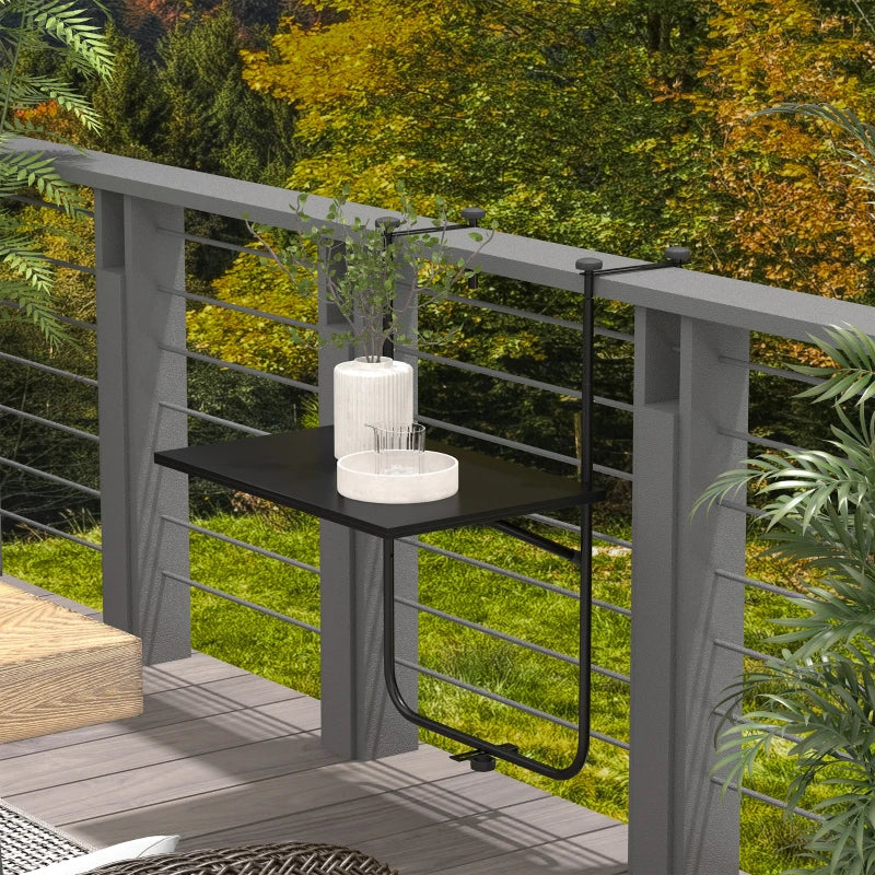 Opklapbare balkontafel voor railing | Kleur: Zwart | Afmetingen: 60x62x85.5 cm