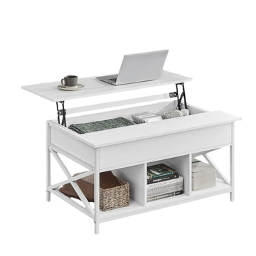 Salontafel, in hoogte verstelbaar, sneeuwwit, ruimtebesparend, 60 x 100 x (48-62) cm