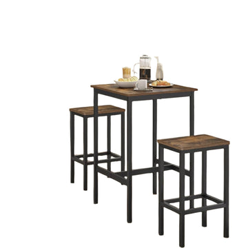 Eettafelset met 2 barkrukken – bartafel – ruimtebesparend – 60x60x90 cm, krukken 30x40x65 cm