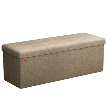 Zitbank met opbergruimte - 131 l - 38 x 110 x 38 cm - bruine linnenlook