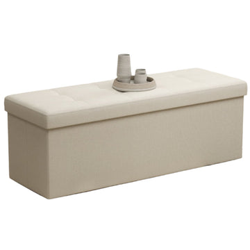Opbergbank met zitkussen - linnenlook - 300 kg - 38 x 110 x 38 cm