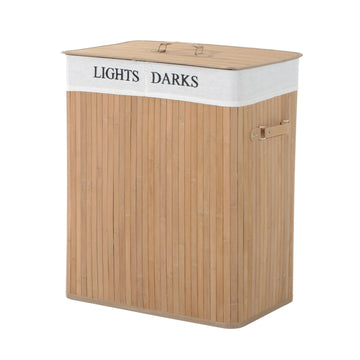 Bamboe wasmand 100 liter met deksel | Kleur: naturel | Afmetingen: 32x52x63 cm