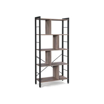 Boekenkast - industrieel, verstelbaar - staal - greige/zwart - 74 x 30 x 154,5 cm