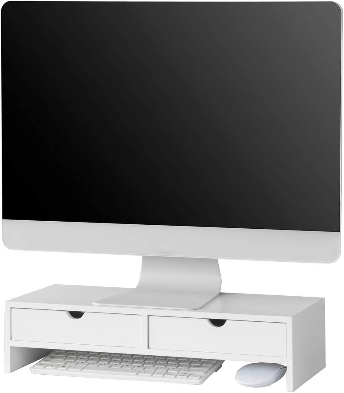 Monitorstandaard Computerscherm- Monitorstandaard Monitor- Riser Bureau-organizer met 2 laden