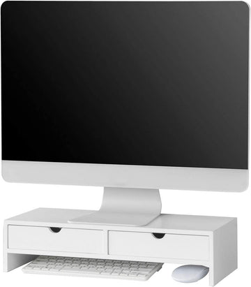 Monitorstandaard Computerscherm- Monitorstandaard Monitor- Riser Bureau-organizer met 2 laden