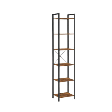 Boekenkast - Vintage bruin-zwart - Spaanplaat en staal - 40 x 30 x 187,5 cm